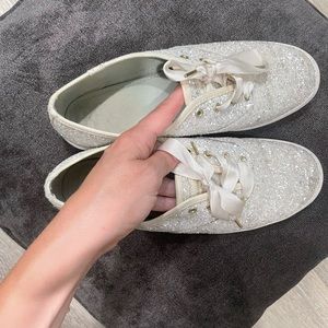 Kate Spade Silver Glitter Keds sz 8.5